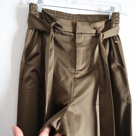 Nwt Joie Satin tie belt  Military Green Pants - Picture 4 of 6